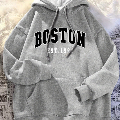 Mens Boston Hoodie - Cozy Long Sleeve with Pockets for Casual Comfort - ZOOMNSTORE