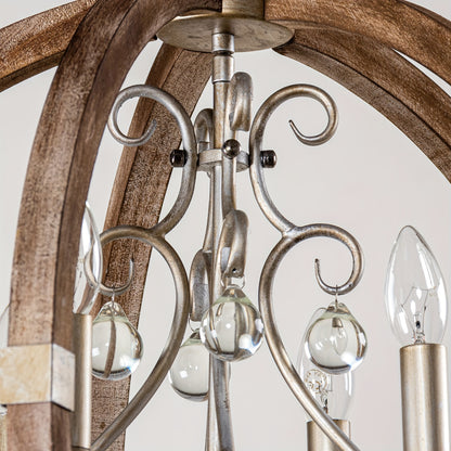Brown Caged Chandelier - 4-Light Rustic Ceiling Fixture - ZOOMNSTORE