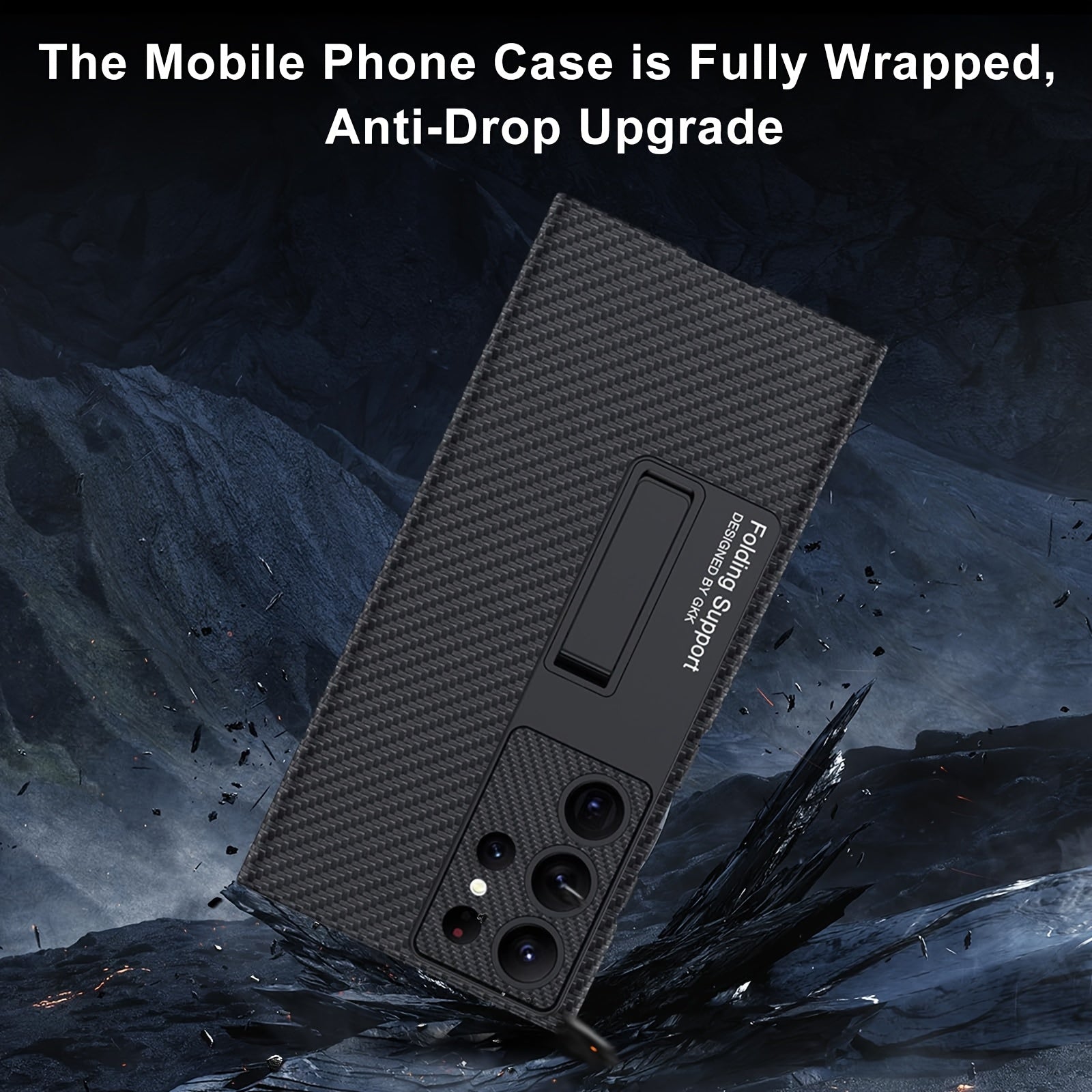 Samsung Galaxy S24 Ultra Case - Ultra-Thin Frosted Carbon Fiber Protective Cover with Stand - ZOOMNSTORE