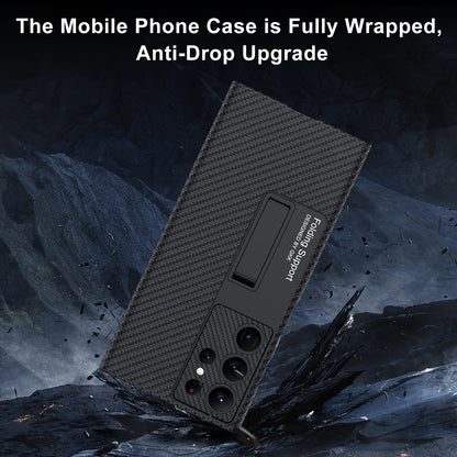 Samsung Galaxy S24 Ultra Case - Ultra-Thin Frosted Carbon Fiber Protective Cover with Stand - ZOOMNSTORE