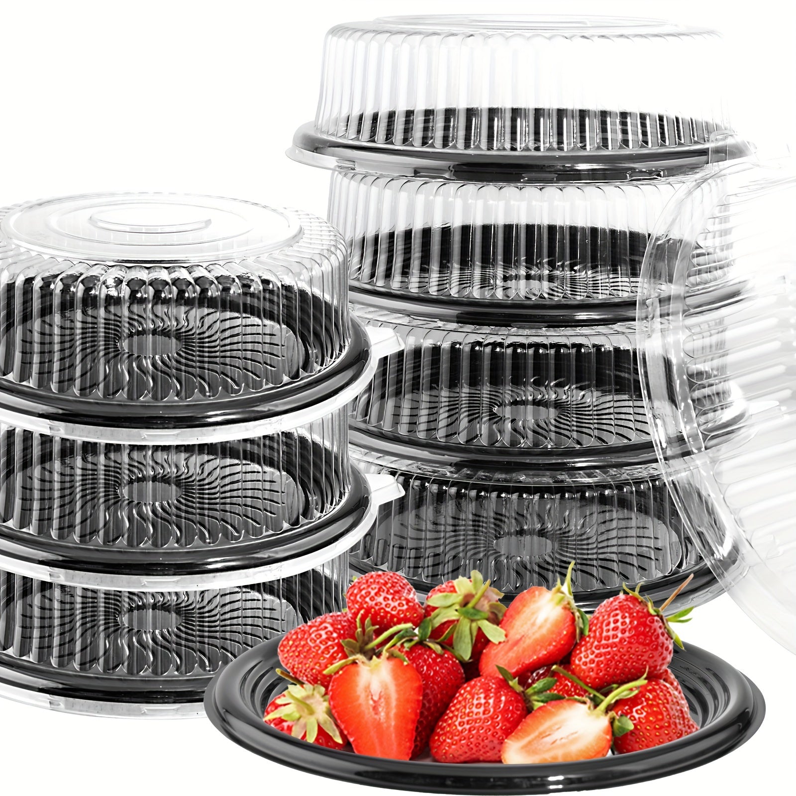 Leak-Proof Disposable 12-Inch Appetizer Trays - 50 Pack BPA-Free Plastic Containers with Lids Microwave Safe - ZOOMNSTORE