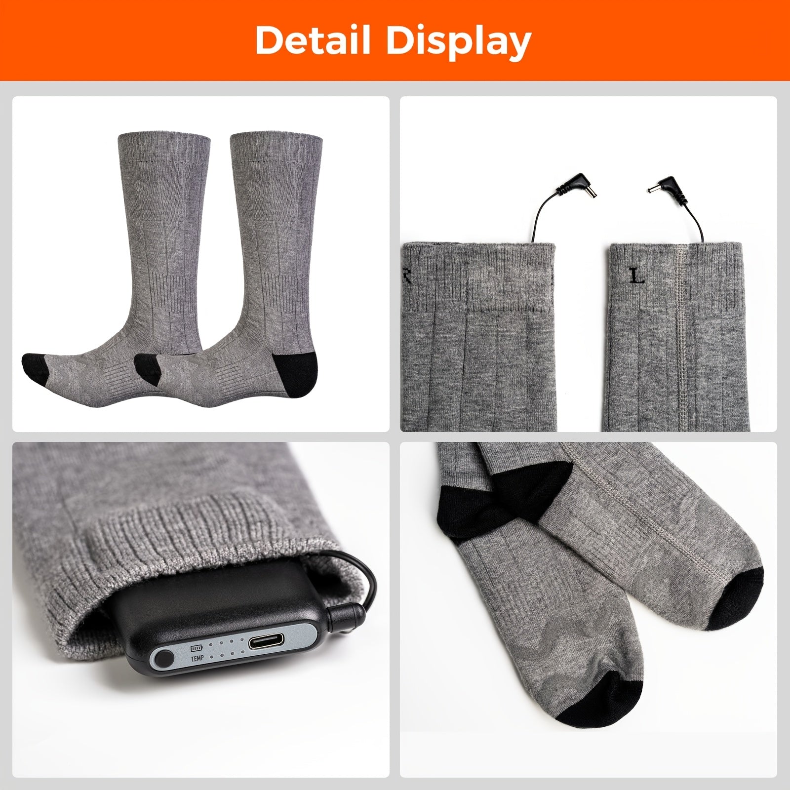 Electric Heating Socks for Men  Women - Rechargeable Winter Ski Socks with 5000mAh Power Banks Perfect for Outdoor Activities  Hand Washable - ZOOMNSTORE