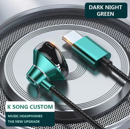 9D Bass Stereo Type C&3.5mm Headphones Volume Control Headset With HD Mic Wired Earbuds For iPhone15/16 Samsung Galaxy Earphones - ZOOMNSTORE