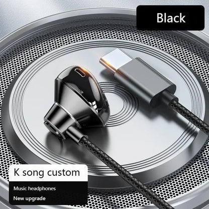 9D Bass Stereo Type C&3.5mm Headphones Volume Control Headset With HD Mic Wired Earbuds For iPhone15/16 Samsung Galaxy Earphones - ZOOMNSTORE