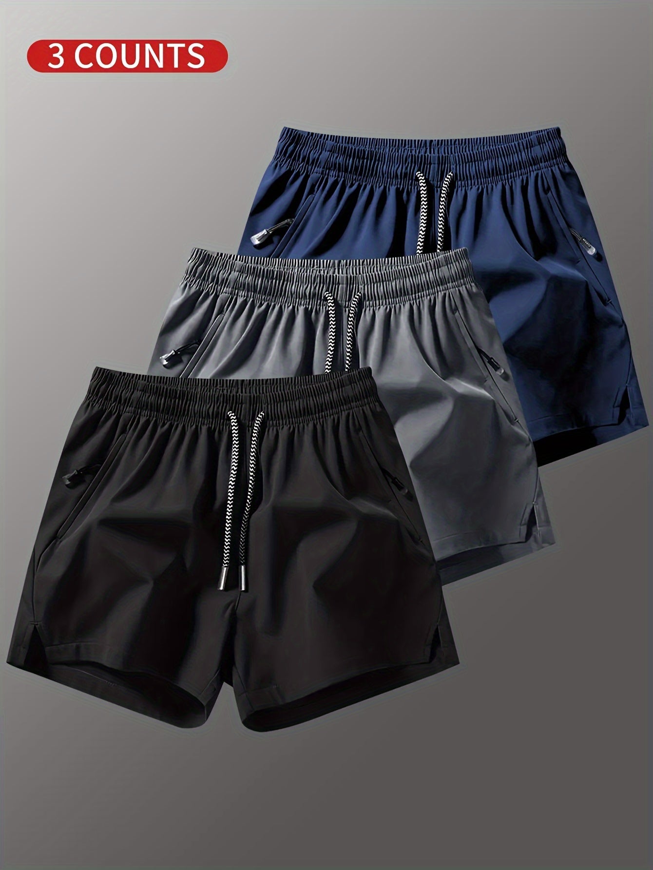 Mens Running Shorts with Slits - Fitness Training Pants with Drawstring  Zipper Pockets - ZOOMNSTORE