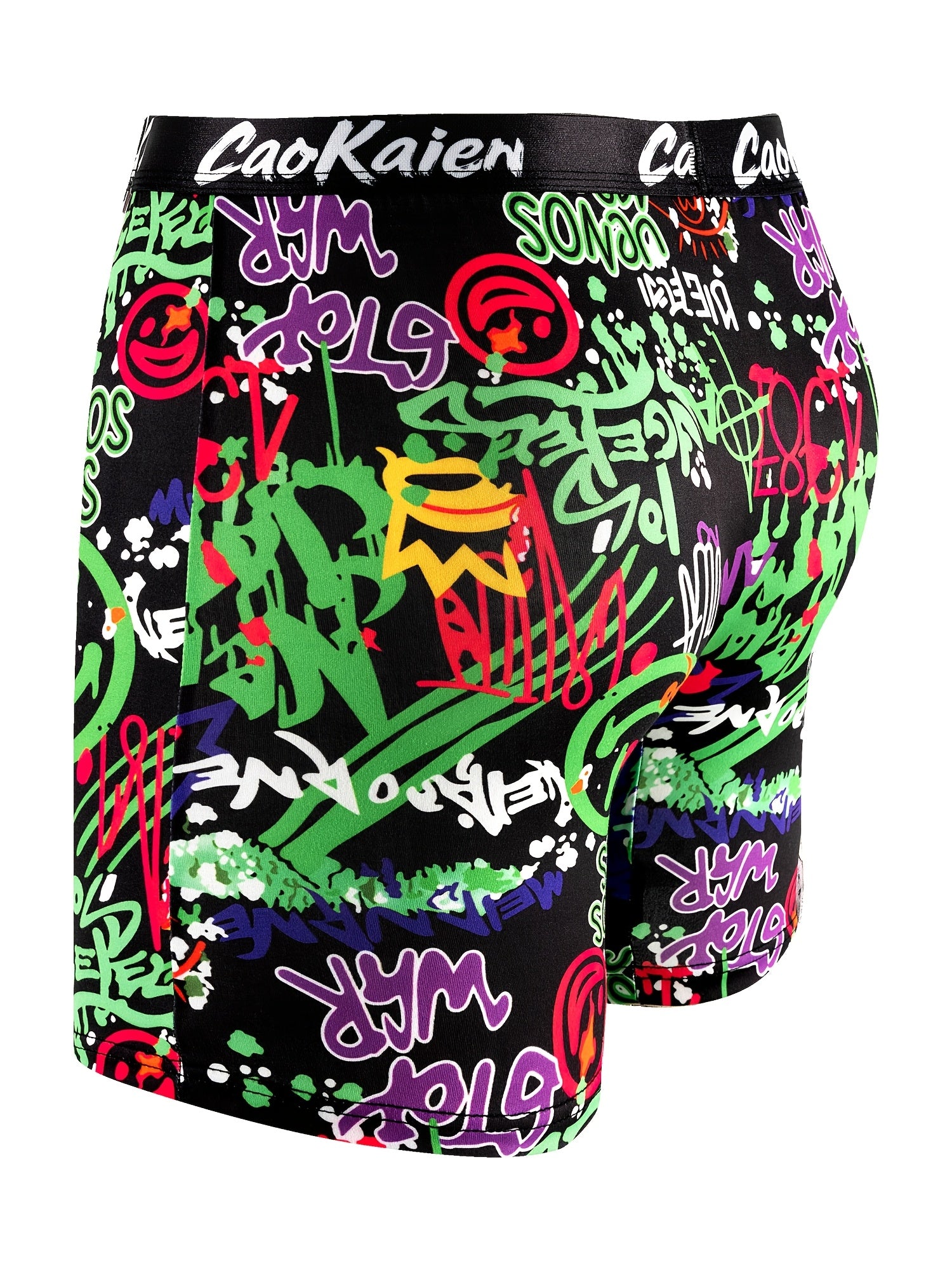Mens Long Boxer Briefs - 10 Pack Breathable Stretch Fabric Trendy Graffiti Design - ZOOMNSTORE