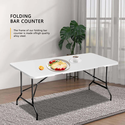 Heavy Duty 300 Lb Folding Table - 6 Foot Portable Bar for IndoorOutdoor Use - ZOOMNSTORE