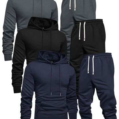 Mens Casual Hoodie and Sweatpants Set - Long Sleeve Pullover with Elastic Waist Joggers - ZOOMNSTORE