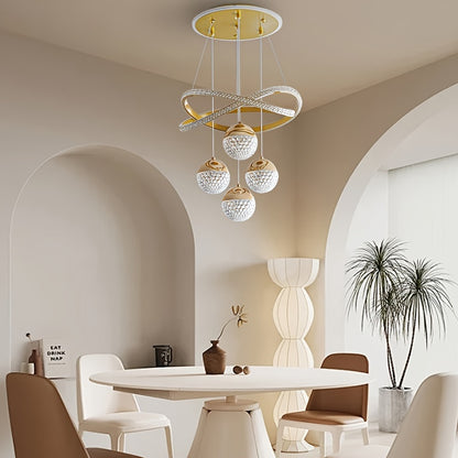 Art Deco Adjustable Pendant Chandelier with Polished Metal  Plastic Shade - Hardwired Semi-Flush Mount for Living Room  Restaurant Decor - ZOOMNSTORE