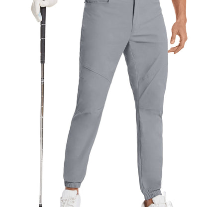 Mens Beige Stretch Hiking Pants - Water-Resistant Slim Fit Joggers with 4 Pockets  Elastic Waistband - ZOOMNSTORE