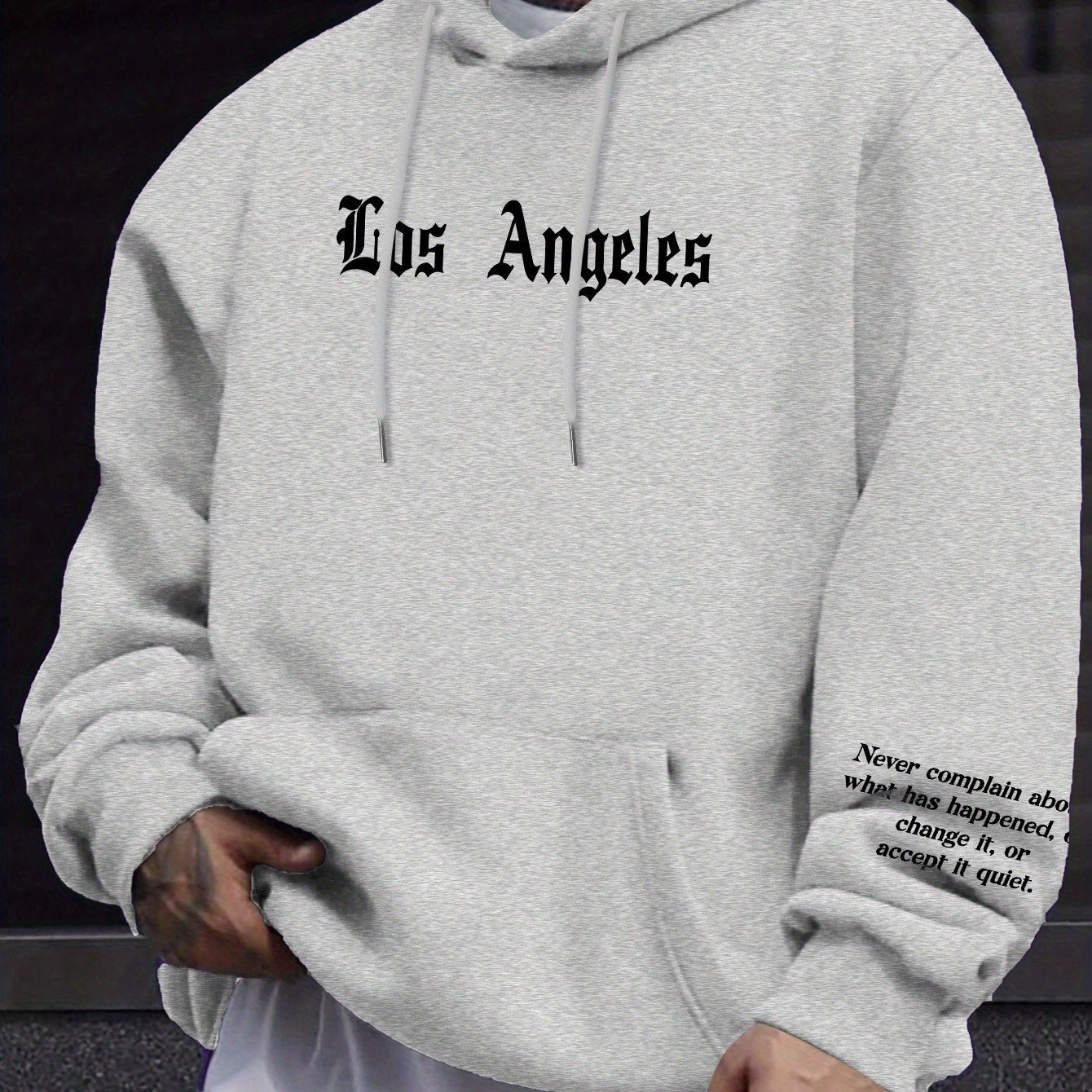 Mens Geometric Hoodie - Casual Pullover with Kangaroo Pocket Regular Fit Stretch Polyester Blend for Spring  Fall - ZOOMNSTORE