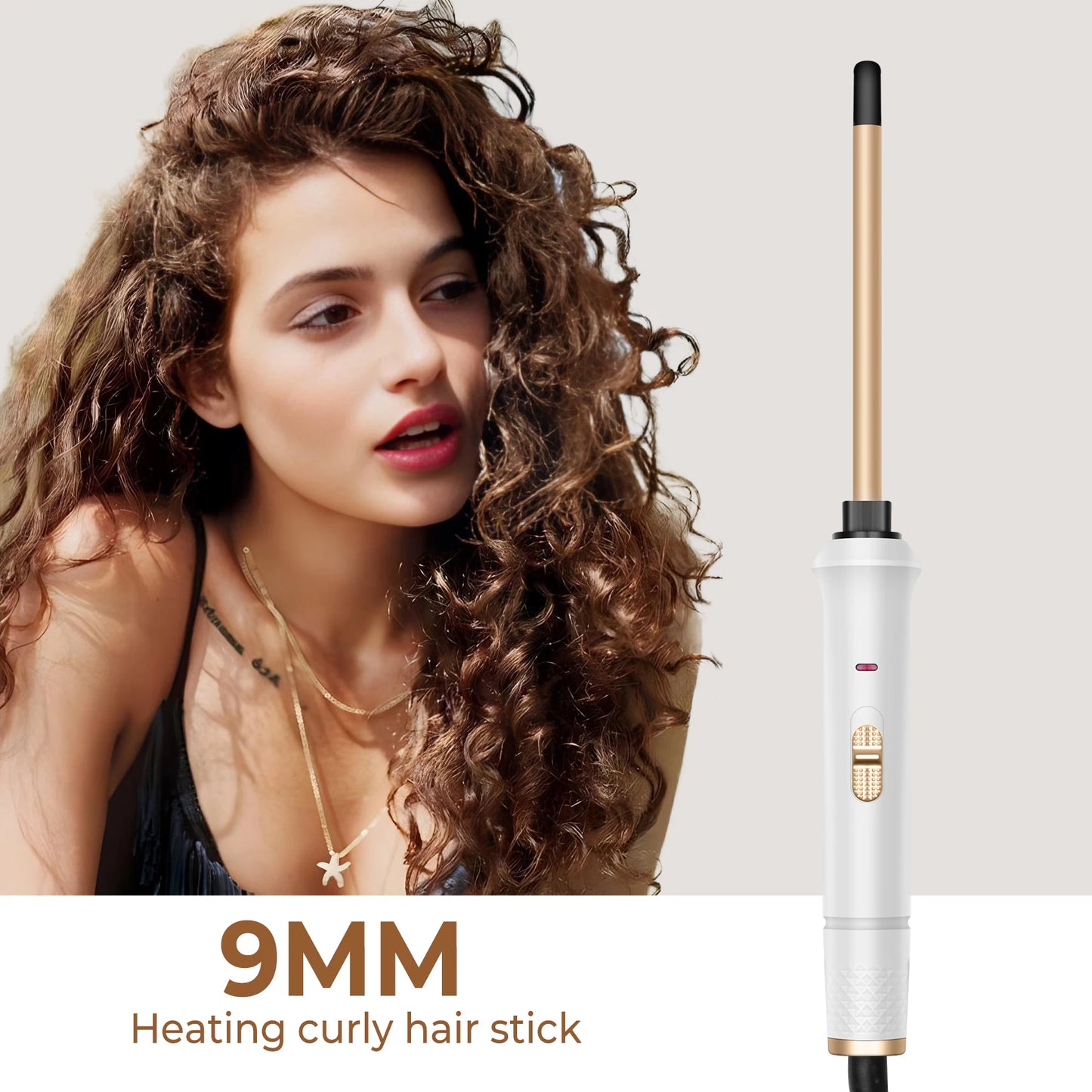 9mm Curling Iron - Professional Ceramic Curling Wand With Digital Temperature Control - ZOOMNSTORE