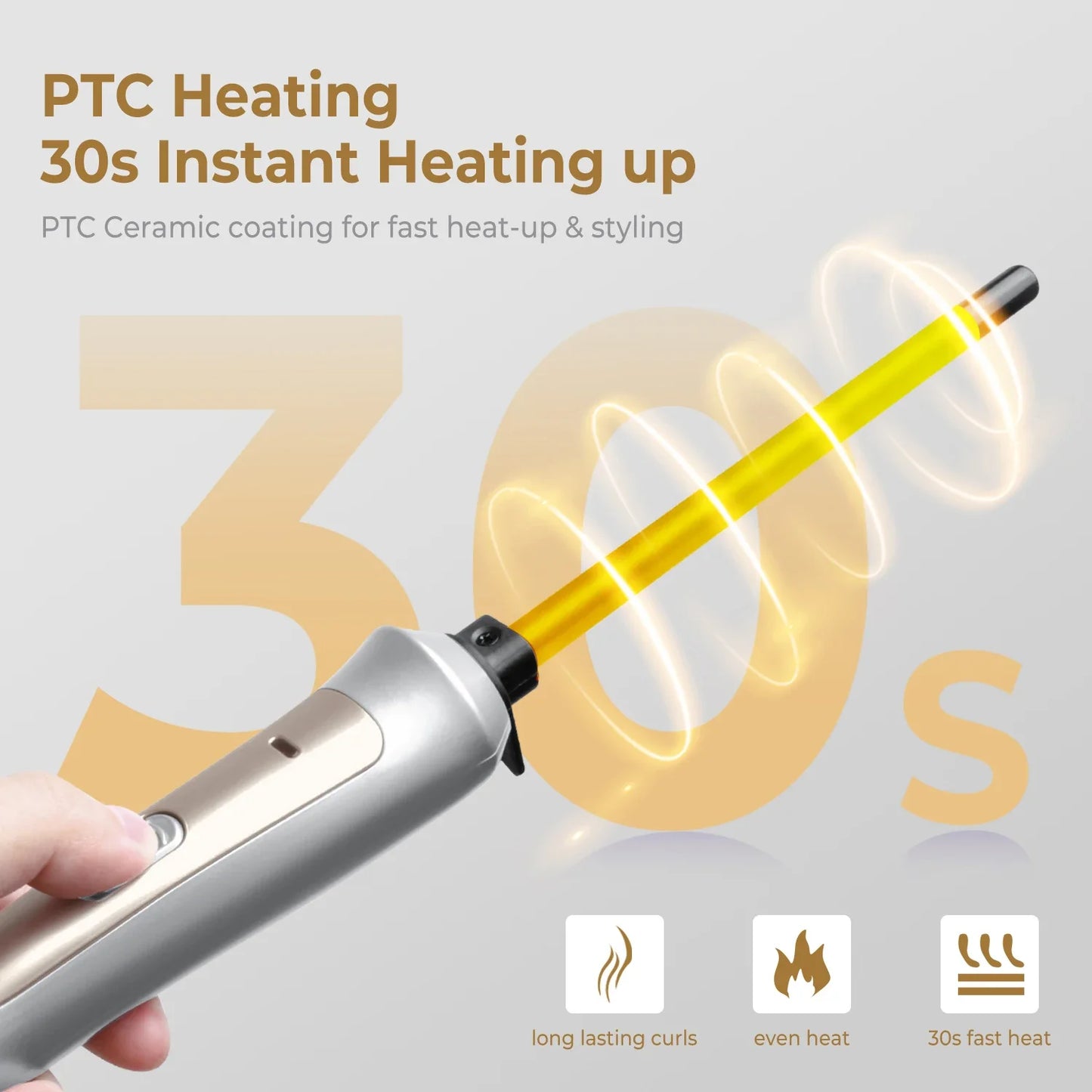 9mm Curling Iron - Professional Ceramic Curling Wand With Digital Temperature Control - ZOOMNSTORE