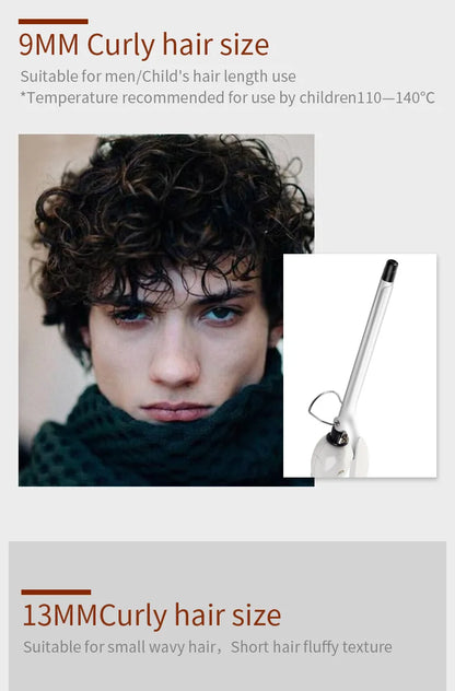 9mm Curling Iron - Professional Ceramic Curling Wand | Tourmaline Heat Protection - ZOOMNSTORE