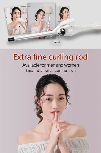 9mm Curling Iron - Professional Ceramic Curling Wand | Tourmaline Heat Protection - ZOOMNSTORE