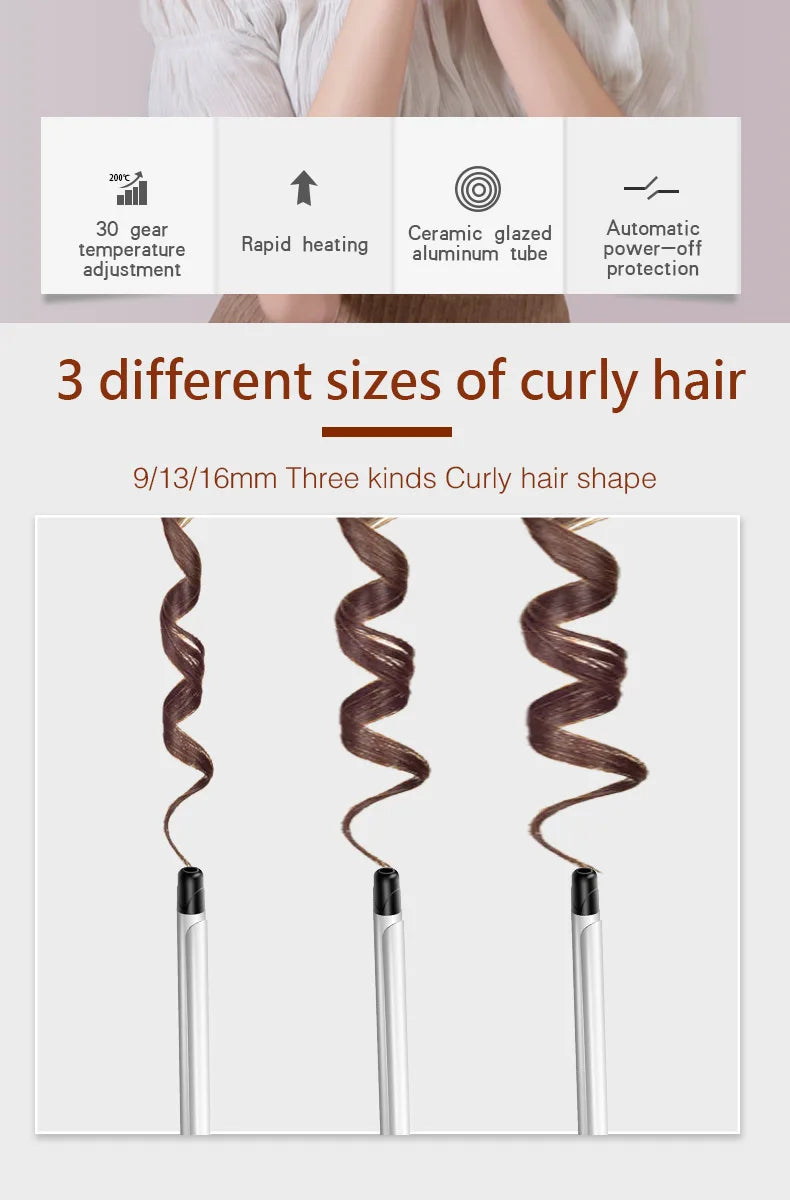 9mm Curling Iron - Professional Ceramic Curling Wand | Tourmaline Heat Protection - ZOOMNSTORE