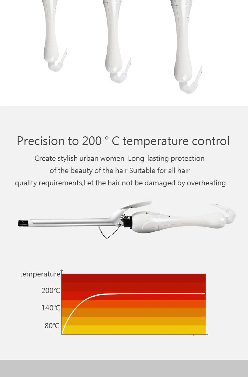 9mm Curling Iron - Professional Ceramic Curling Wand | Tourmaline Heat Protection - ZOOMNSTORE