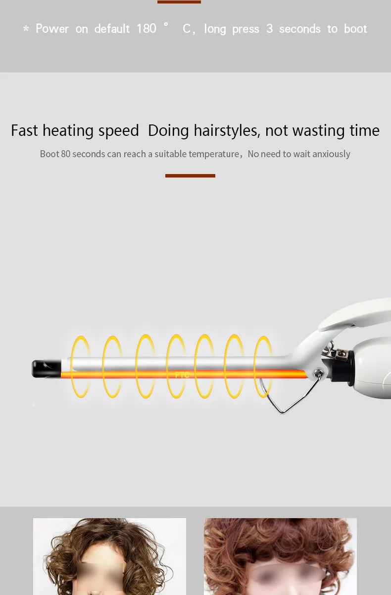 9mm Curling Iron - Professional Ceramic Curling Wand | Tourmaline Heat Protection - ZOOMNSTORE