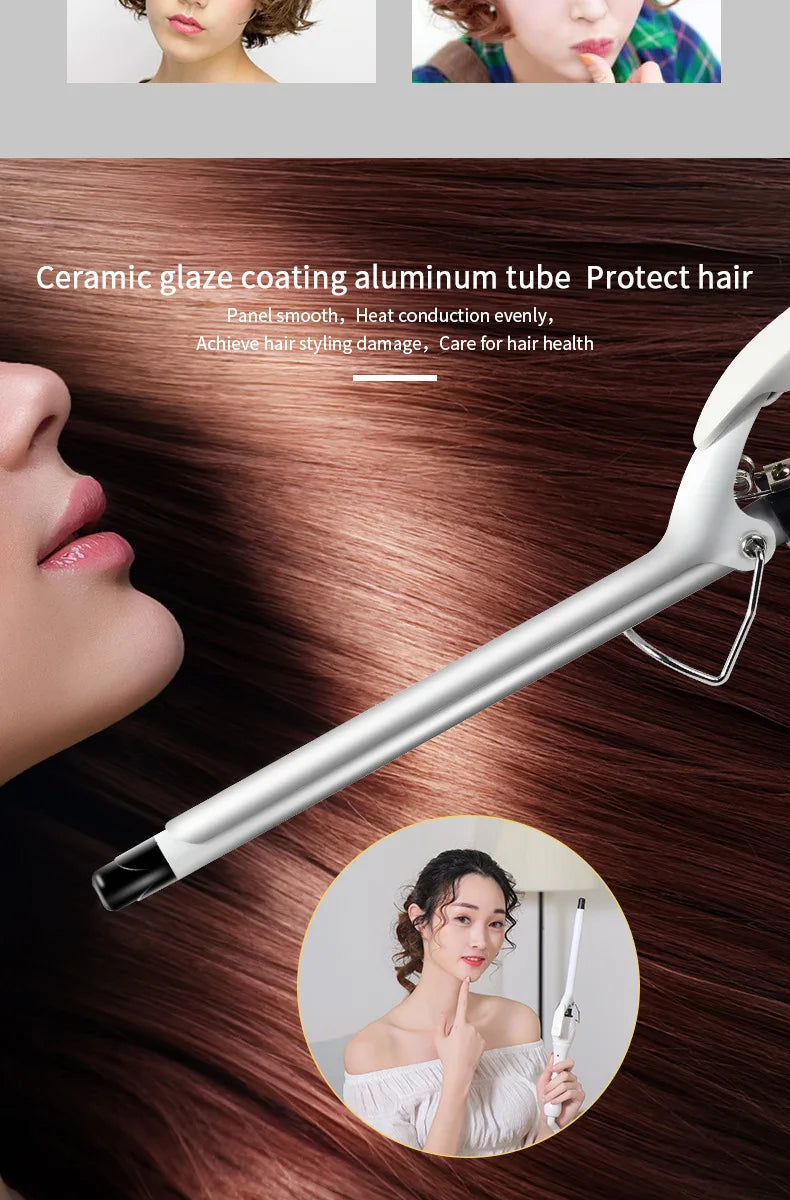 9mm Curling Iron - Professional Ceramic Curling Wand | Tourmaline Heat Protection - ZOOMNSTORE