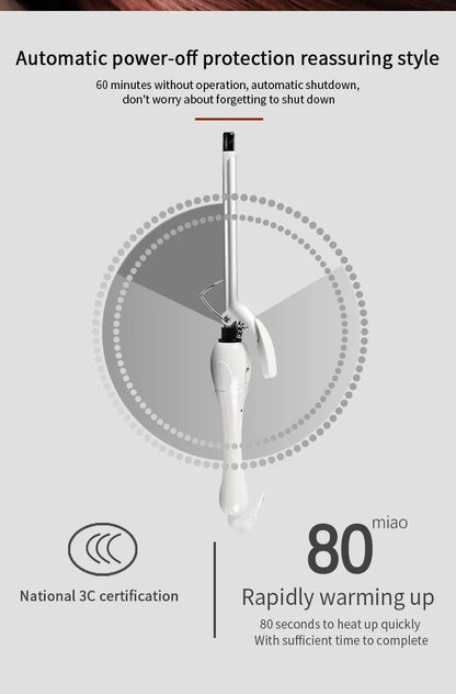 9mm Curling Iron - Professional Ceramic Curling Wand | Tourmaline Heat Protection - ZOOMNSTORE