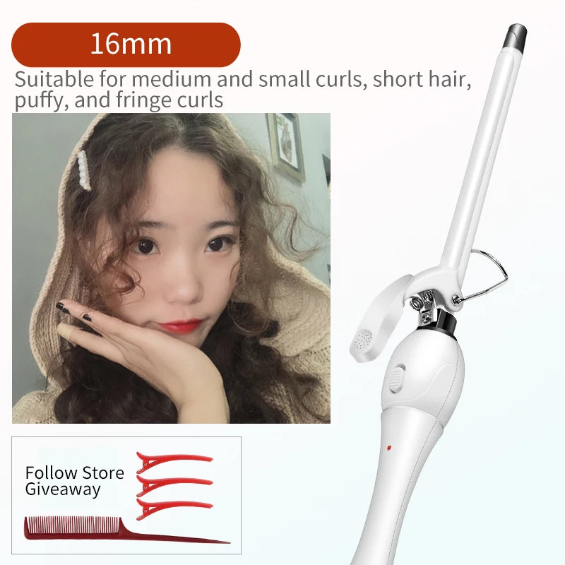 9mm Curling Iron - Professional Ceramic Curling Wand | Tourmaline Heat Protection - ZOOMNSTORE