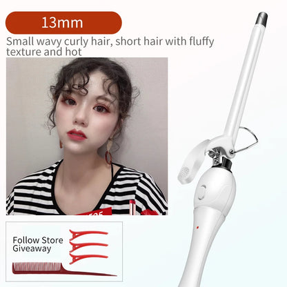 9mm Curling Iron - Professional Ceramic Curling Wand | Tourmaline Heat Protection - ZOOMNSTORE