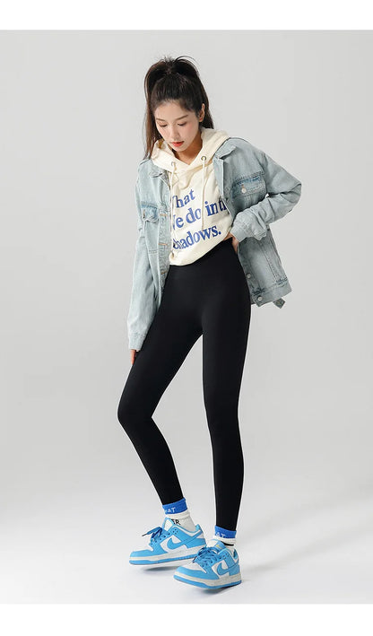 High Waist Leggings - Seamless Fleece Velvet Women's Fitness Pants, Warm & Slim