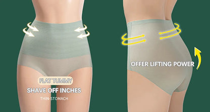 Flarixa 3PCS Seamless High Waist Panties for Women Ultra Thin Ice Silk Panties Comfort Briefs Antibacterial Underwear Underpants