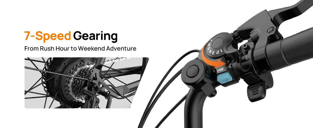 750W E-Bike Commuter 26x2" Tires 48V 10.4Ah Removable LCD Display 20MPH Speed 7-Speeds Hydraulic Disc Brakes for Adults