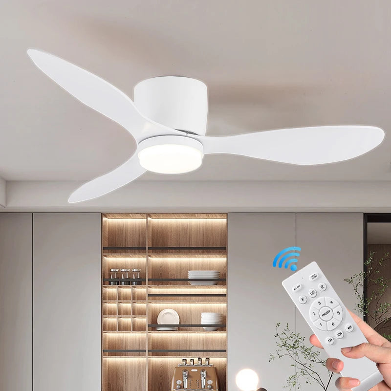 IRALAN Ceiling Fan With Light 6-speed choice Reversible DC motor 3CCT with remote control Whisper Easy Install black/White/Wood