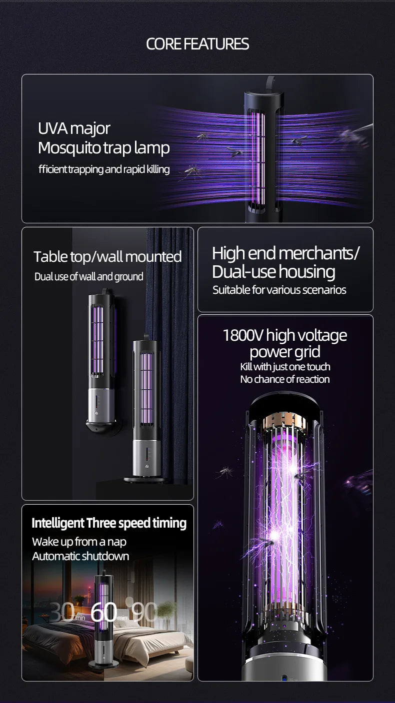 High-End Silent Wall-Hanging Electric Mosquito Lamp TYPE-C Rechargeable Portable Outdoor Insect Killer Hotel Mosquito Trap Lamp