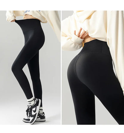 High Waist Leggings - Seamless Fleece Velvet Women's Fitness Pants, Warm & Slim