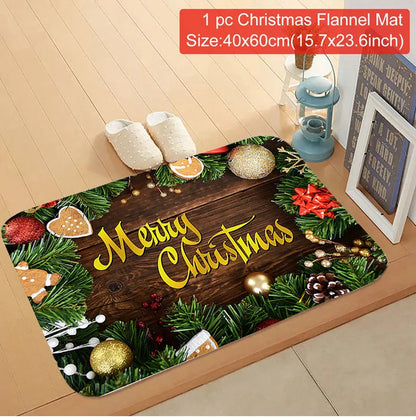 Christmas Door Mat - Santa Claus Outdoor Holiday Carpet | Non Slip Rug, Festive Welcome Mat