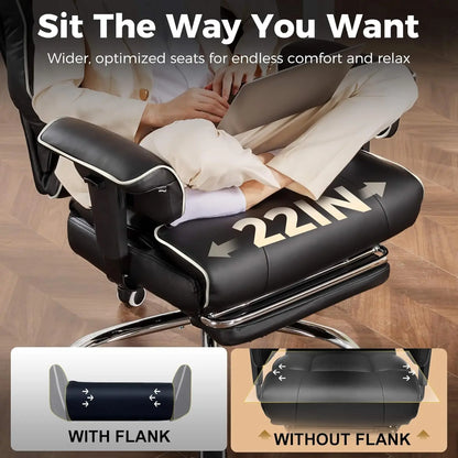 Big And Tall Office Chair | Executive Leather Chair With Lumbar Support & Pocket Spring Cushion
