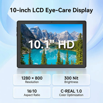 X6 10.1 Inch Android 16 Kids Tablet Octa‑Core 34GB(6GB Physical+28GB Virtual RAM) 6000mAh Battery Widevine L1 Dual Camera WiFi6 BT5.4 1TB Expandable Children Learning Tablet