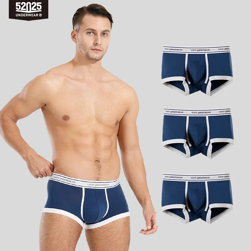 52025 Men's Cotton Modal Boxers (3-Pack) – Silky-Soft Fabric, Anatomical Contoured Pouch and Comfortable Everyday Fit