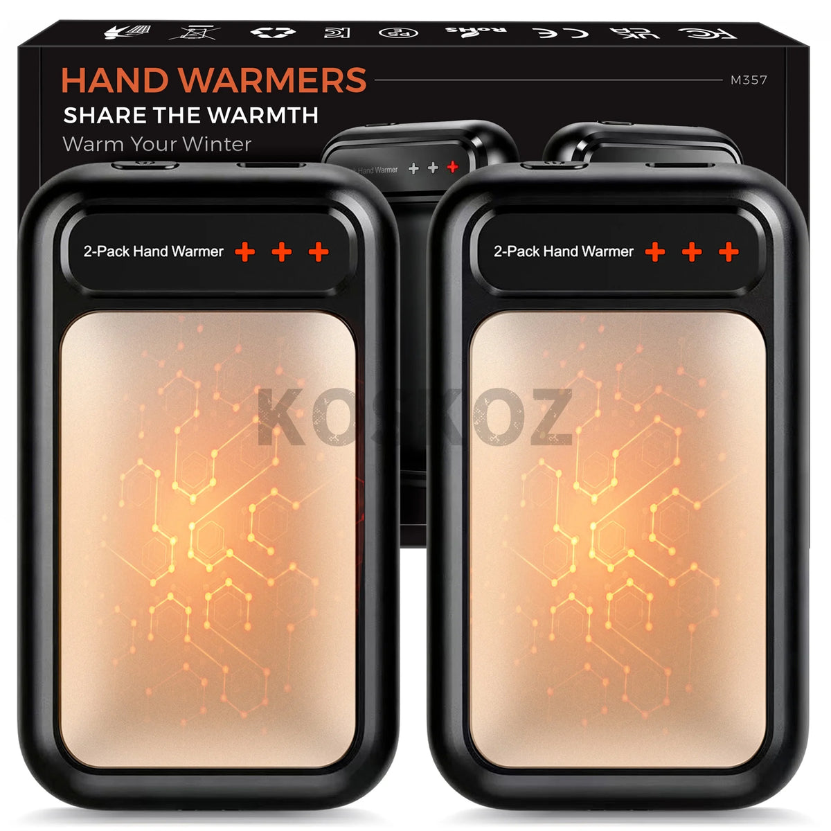 Rechargeable Hand Warmers, 2-Pack, Pocket-Size Design That Fits Gloves, Artists in Bloom Design, Gifts for Women Men