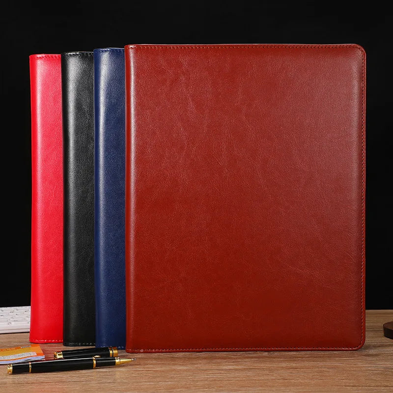 Leather A4 Conference Folder - Multifunctional Business File Organizer - ZOOMNSTORE