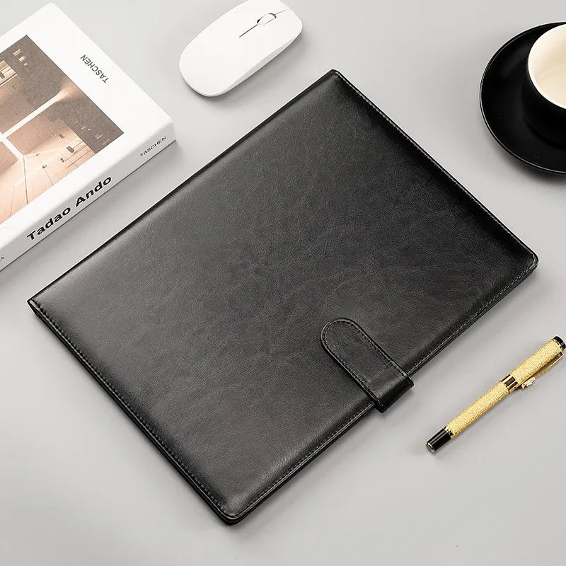 Leather A4 Conference Folder - Multifunctional Business File Organizer - ZOOMNSTORE