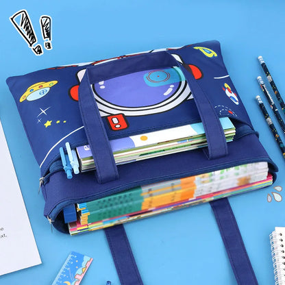 A4 Document File Bag - Waterproof Fabric Organizer for School Book Storage - ZOOMNSTORE