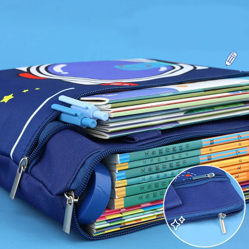 A4 Document File Bag - Waterproof Fabric Organizer for School Book Storage - ZOOMNSTORE