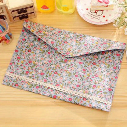 A4 File Folder – Large Capacity Floral Document Organizer | Felt Cotton Fabric Paper Holder - ZOOMNSTORE