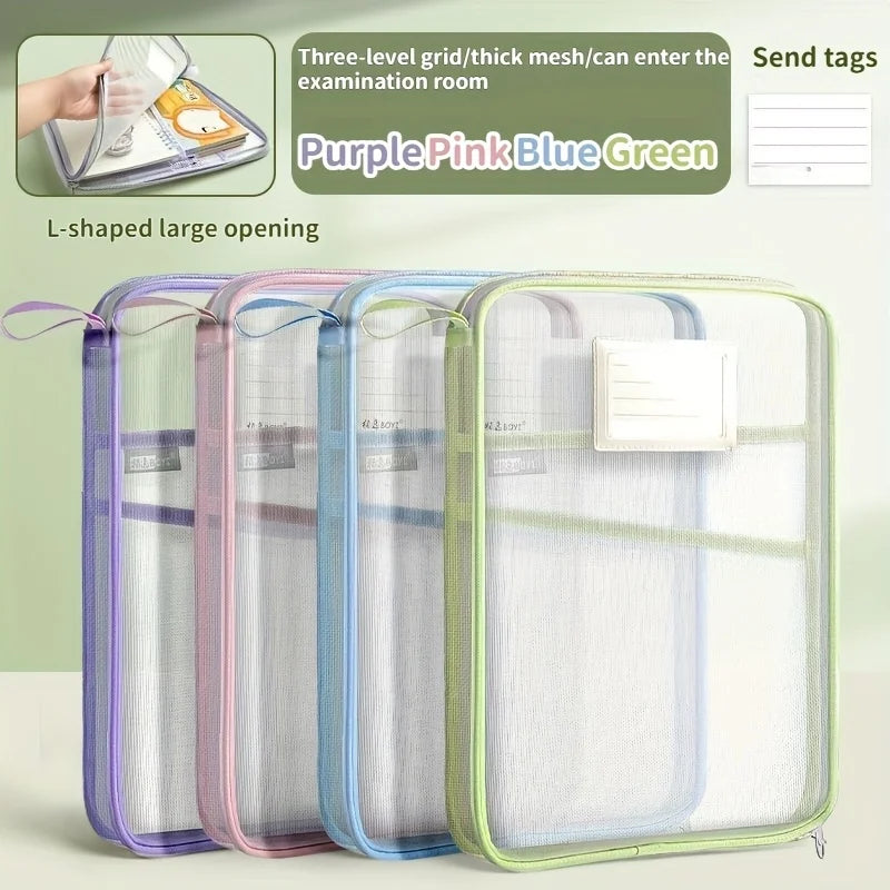 A4 Mesh File Organizer - Durable Multi-Layer Transparent Storage for Students  Office - ZOOMNSTORE