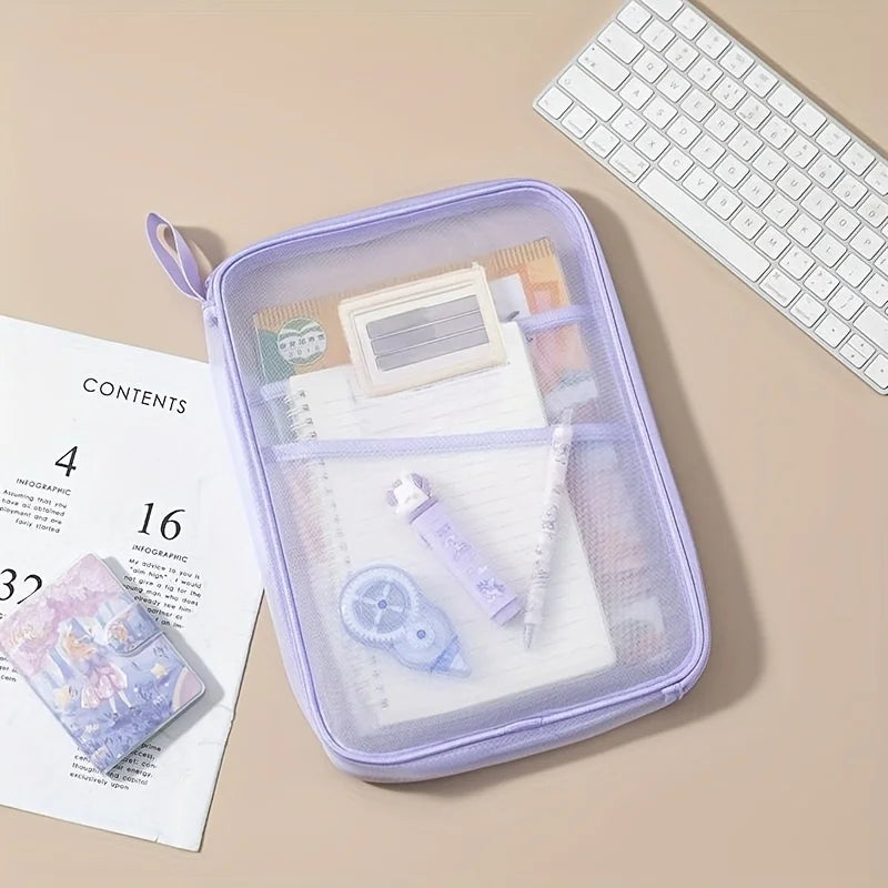 A4 Mesh File Organizer - Durable Multi-Layer Transparent Storage for Students  Office - ZOOMNSTORE