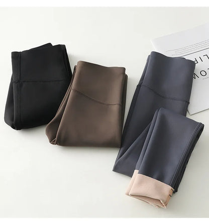High Waist Leggings - Seamless Fleece Velvet Women's Fitness Pants, Warm & Slim