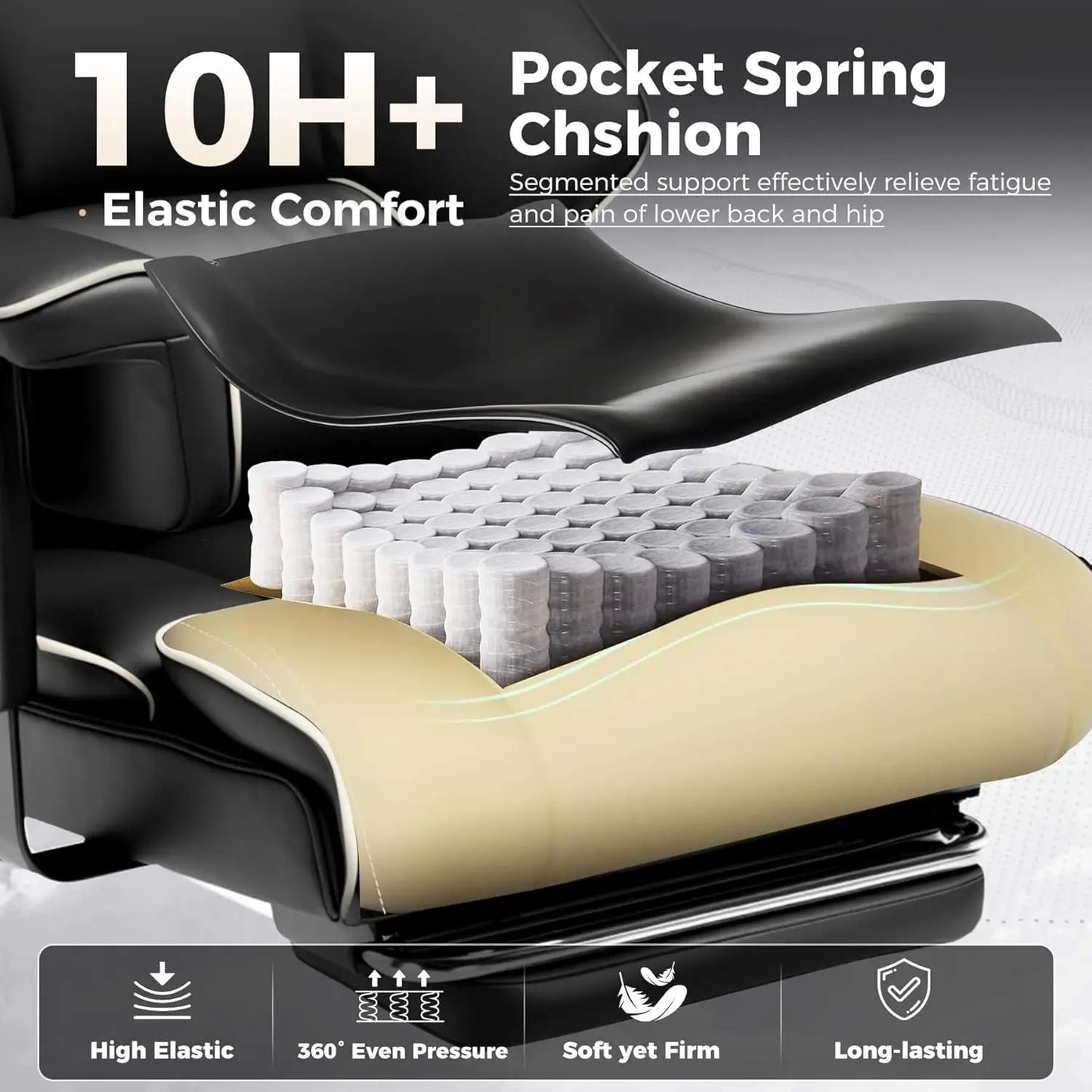 Big And Tall Office Chair | Executive Leather Chair With Lumbar Support & Pocket Spring Cushion