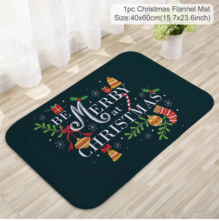 Christmas Door Mat - Santa Claus Outdoor Holiday Carpet | Non Slip Rug, Festive Welcome Mat