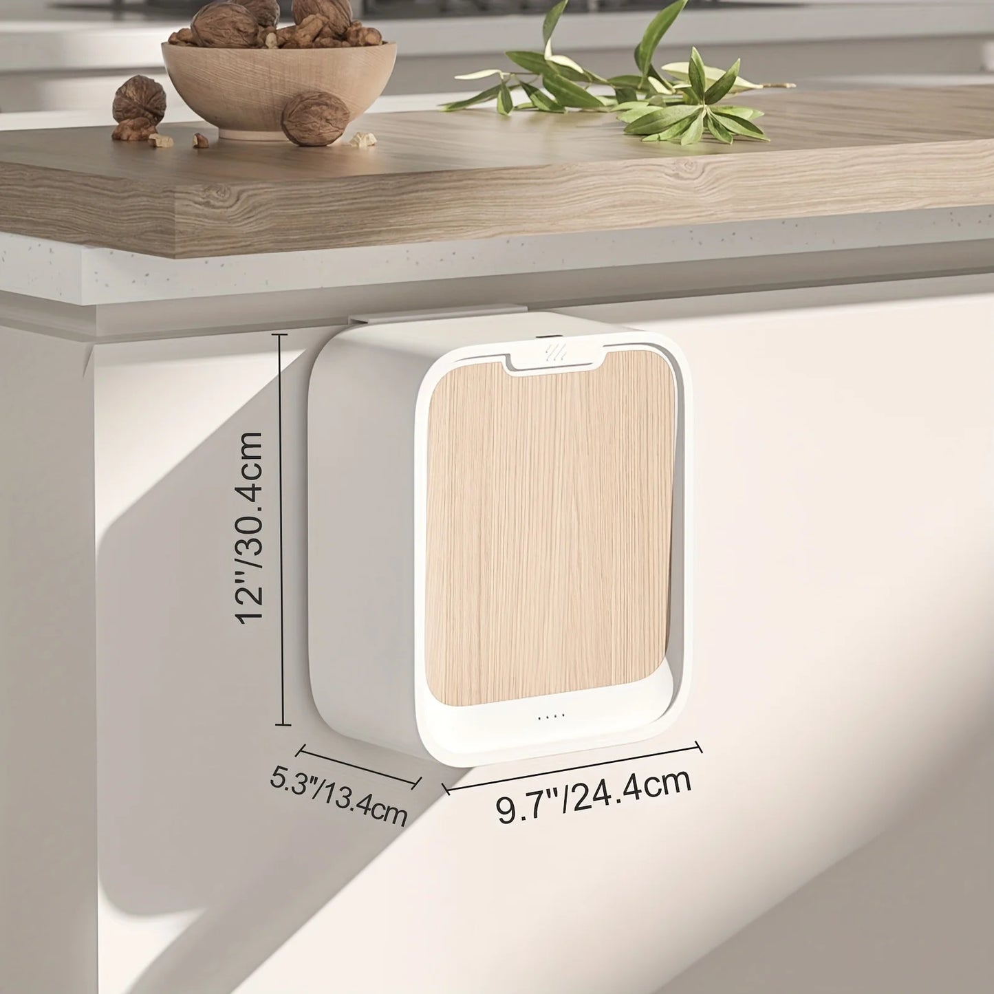 Motion Sensor Wall-Mounted Trash Can - Smart Kitchen Waste Bin with Lid for Cabinet Door
