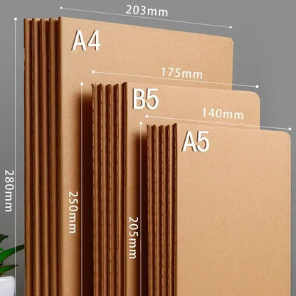 A5 Kraft Cover Vintage Notebook - BlankGridLined Diary for Students  Office Supplies - ZOOMNSTORE