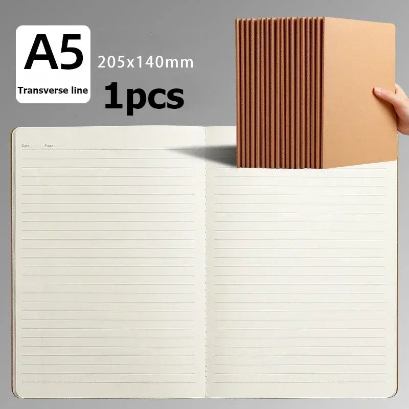 A5 Kraft Cover Vintage Notebook - BlankGridLined Diary for Students  Office Supplies - ZOOMNSTORE